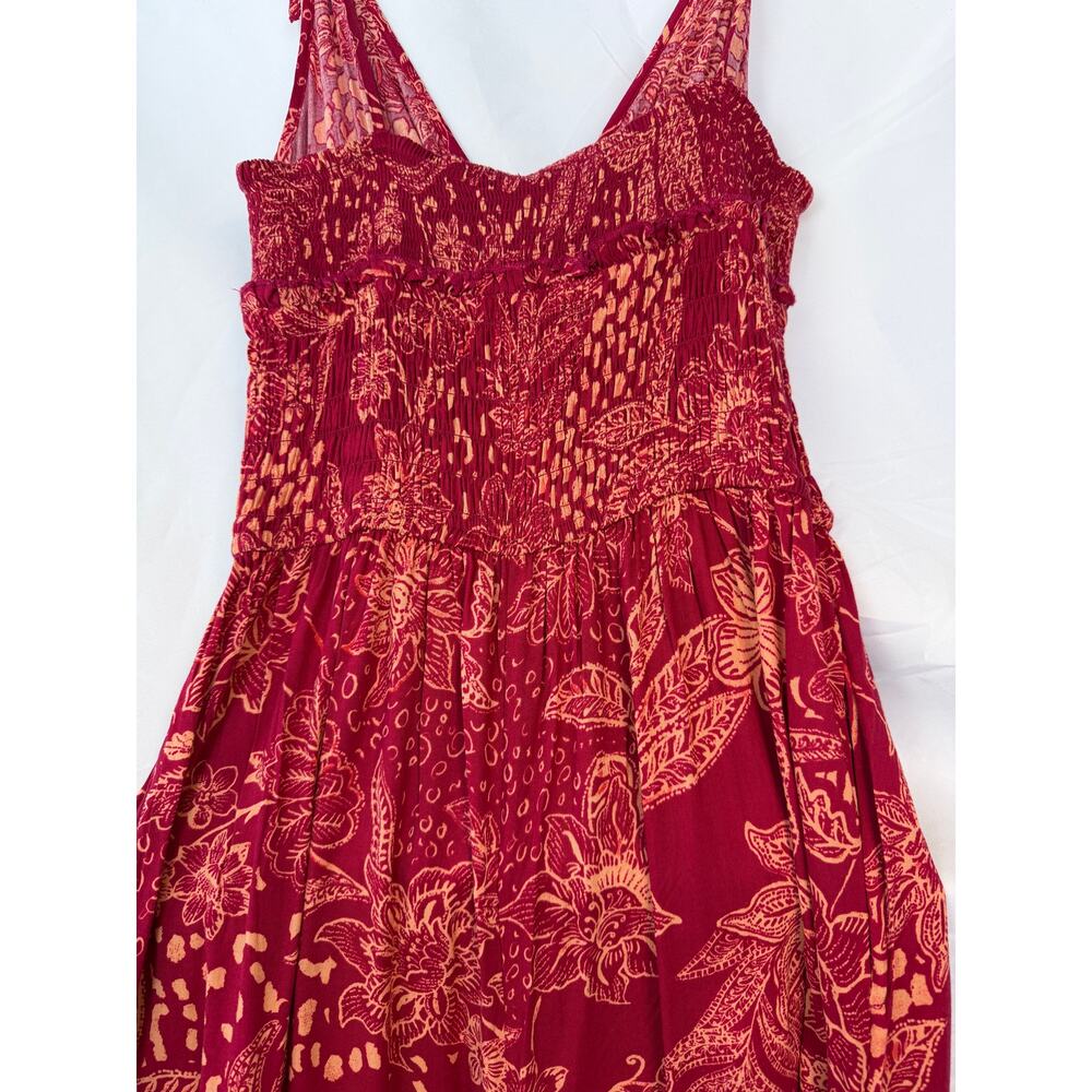 Patrons of Peace Red Berry Floral Smocked Wide Leg Jumpsuit Small Boho NWT - Picture 4 of 7